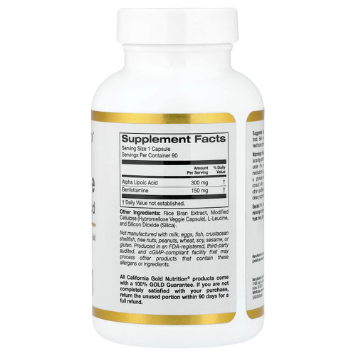 California Gold Nutrition, бенфотиамин и альфа-липоевая кислота, 90 растительных капсул