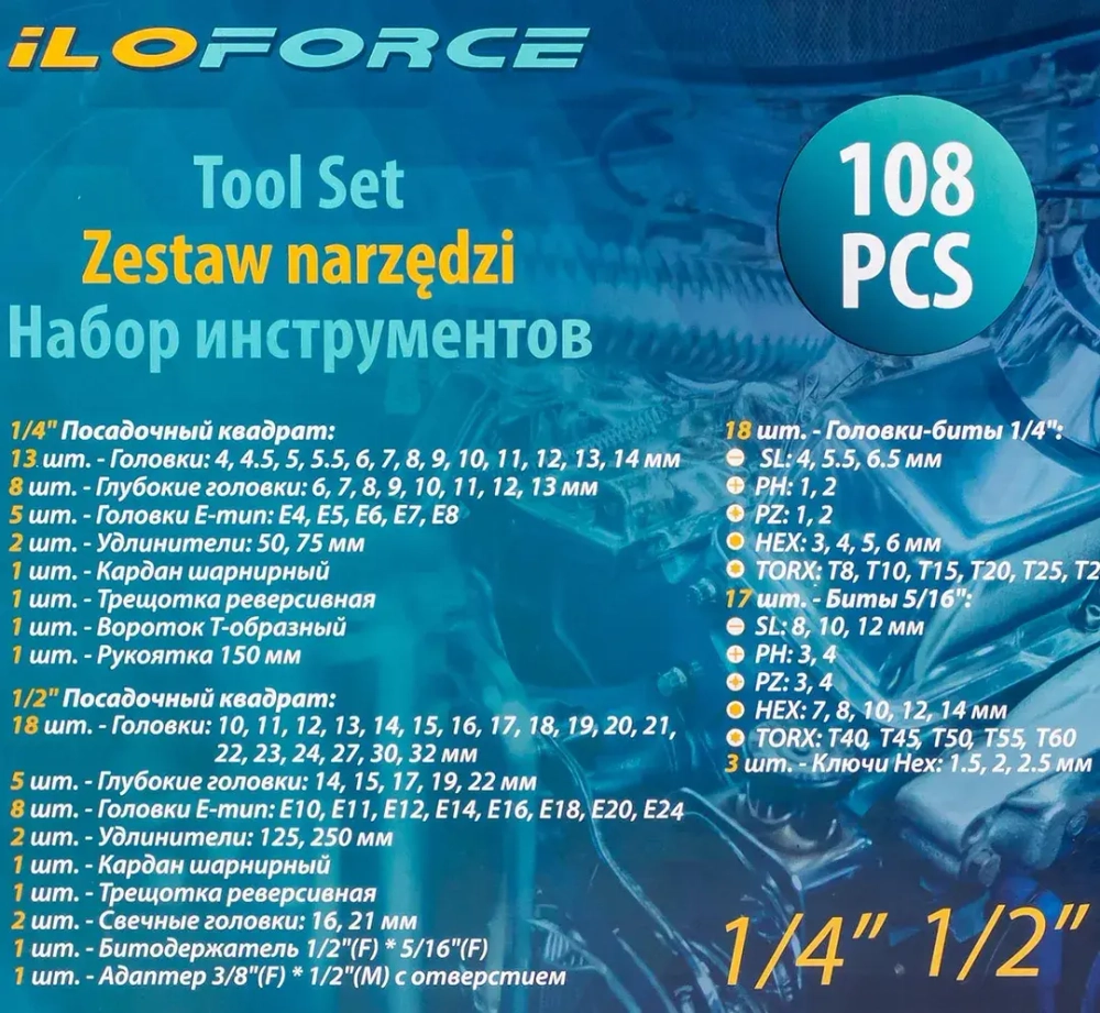 Набор инструментов 108 пр. ILOforce IF-41082-5