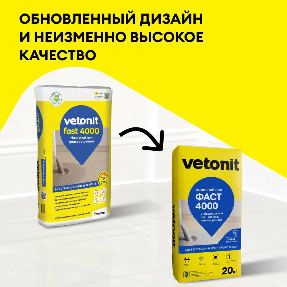 Наливной пол Ветонит Фаст 4000 универсальный 20 кг