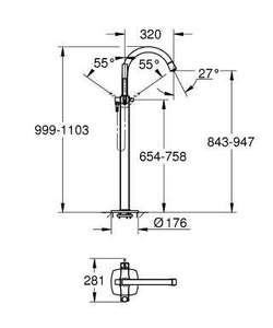 Смеситель для ванны и душа напольный Grohe Grandera 23318000 схема