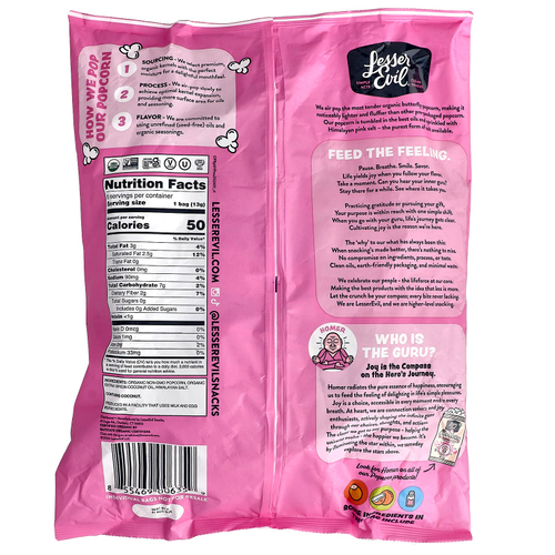 LesserEvil, Organic Popcorn, Snack Pack, Himalayan Pink Salt, 8 Bags, 0.46 oz (13 g) Each