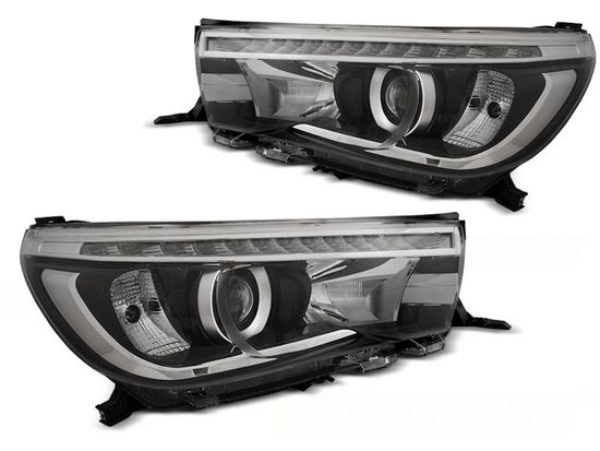 Передние фары LED PROJECTOR TRUE DRL BLACK для Toyota Hilux