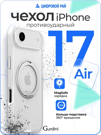 Чехол накладка iPhone 17 Air 6.5" Gurdini Shockproof Roller 360 White
