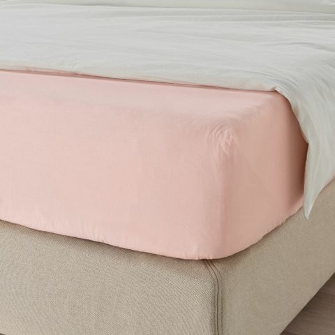 Простыня на резинке IKEA DVALA (ДВАЛА), Розовый, 90х200 см