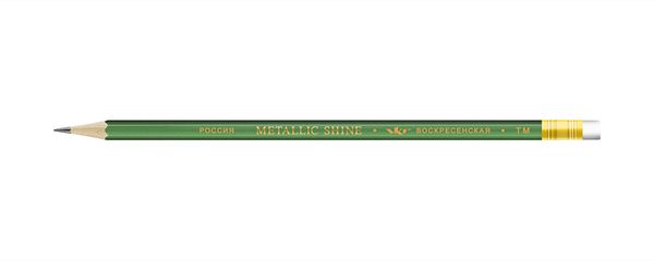 Карандаш чернографитный с ластиком заточенный ТМ (HB) 72 шт, Metallic shine MS04, 1-1591 зеленый, ВКФ MS04