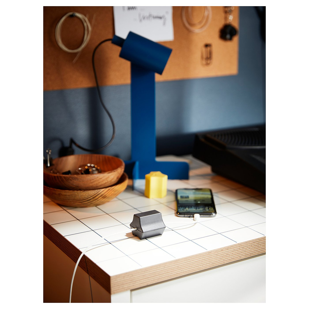 IKEA HAVSKÅL  (ИКЕА ХАВСКОЛ)  -  Утяжелитель для кабеля USB, 2 шт - чёрный/жёлтый