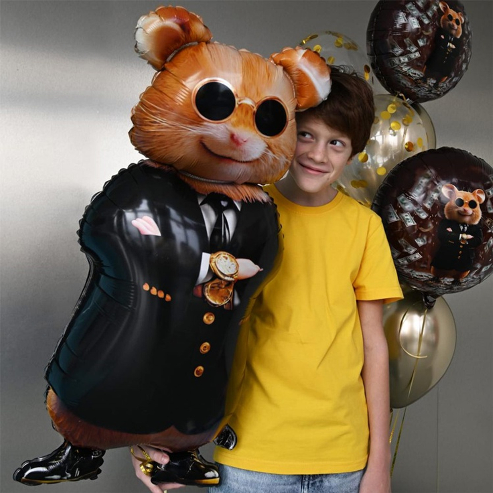 Фольгированный шар-фигура «Капитан-удача Хомяк», 98 см