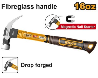 Молоток-гвоздодер 450 гр. SUPER INGCO HCH81016 INDUSTRIAL