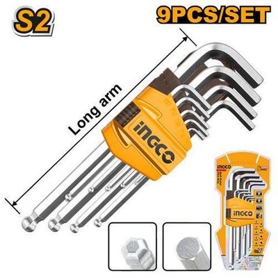 Набор шестигранников с шаром Long 1,5-10мм. S2 INGCO HHK12091 INDUSTRIAL