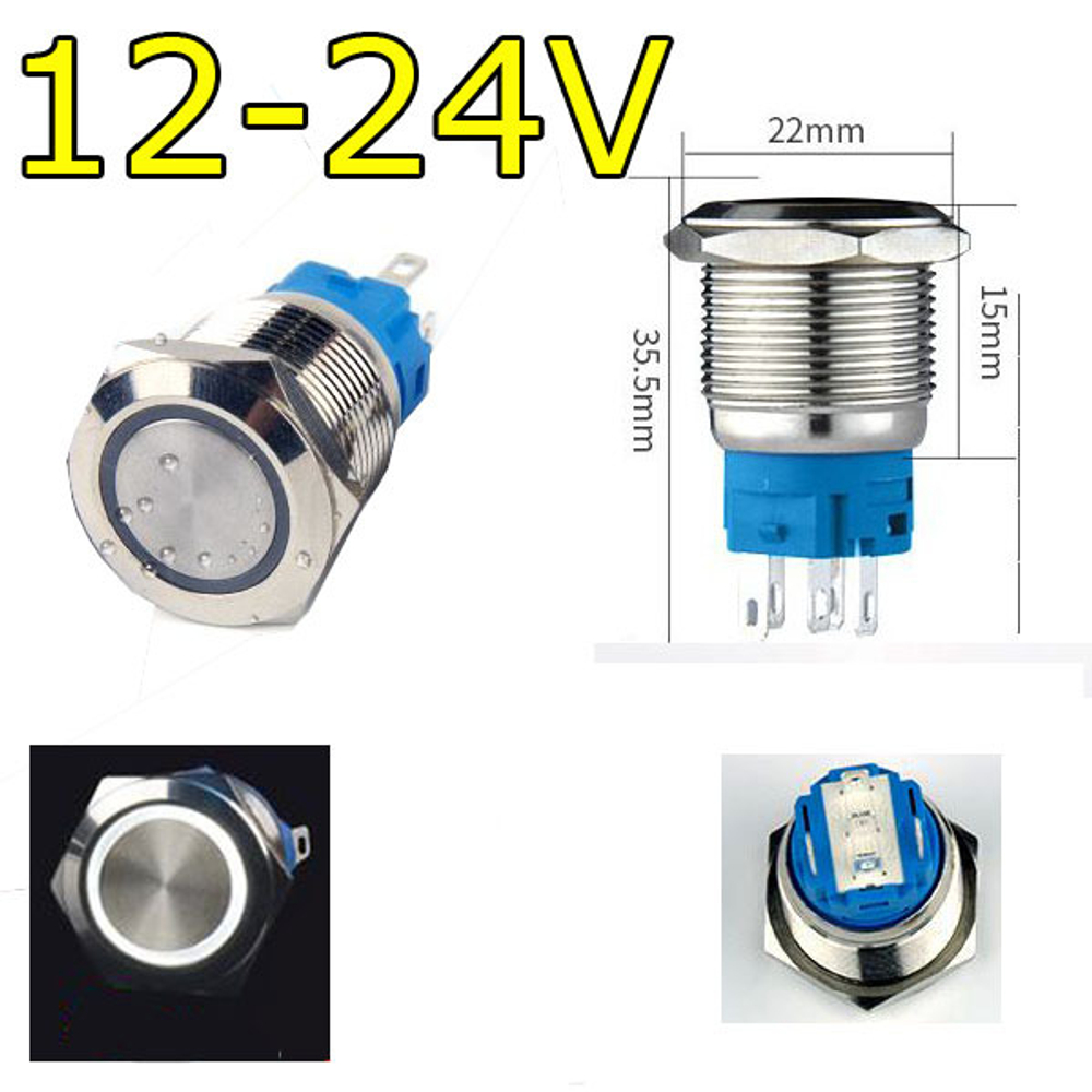 Кнопка М19LED/12-24В - белая
