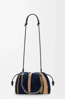 Loewe Средняя сумка Flamenco из жаккардовой вязки, темно-синий