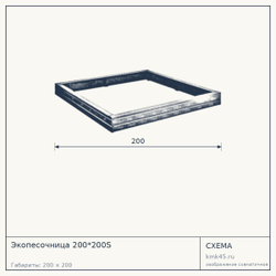 Схема с габаритами: Экопесочница 200*200S