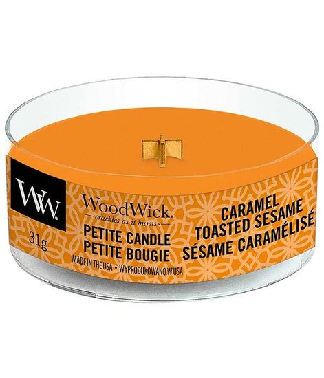 Карамель и жареный кунжут, ароматическая свеча мини, WoodWick