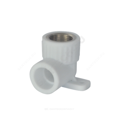Угольник PP-R комбинированный белый Дн 25х3/4" ВР с креплением VALFEX 10120125