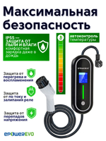 Зарядное устройство для электромобиля TYPE-2, регулируемая сила тока 8-10-13-16A, 3,5 кВт, 220В, кабель 5 м, сумка