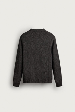 ZARA СВИТЕР РЕГУЛЯРНОГО КРОЯ С ФАКТУРНЫМ УЗОРОМ, СЕРЫЙ МЕЛАНЖ