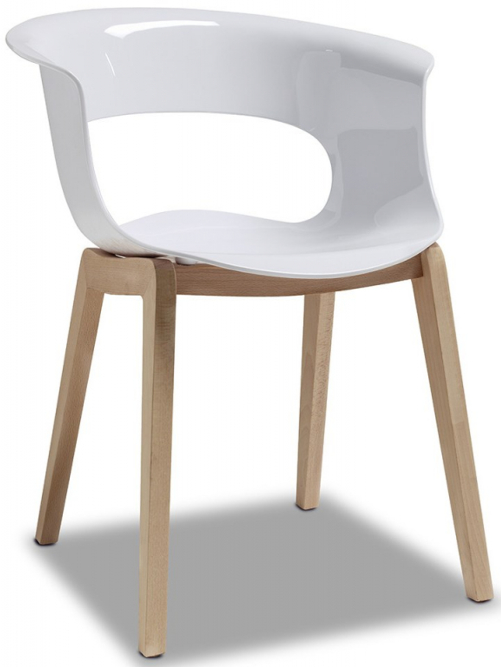 Кресло пластиковое Scab Design Natural Miss B Antishock, натуральный бук, белый