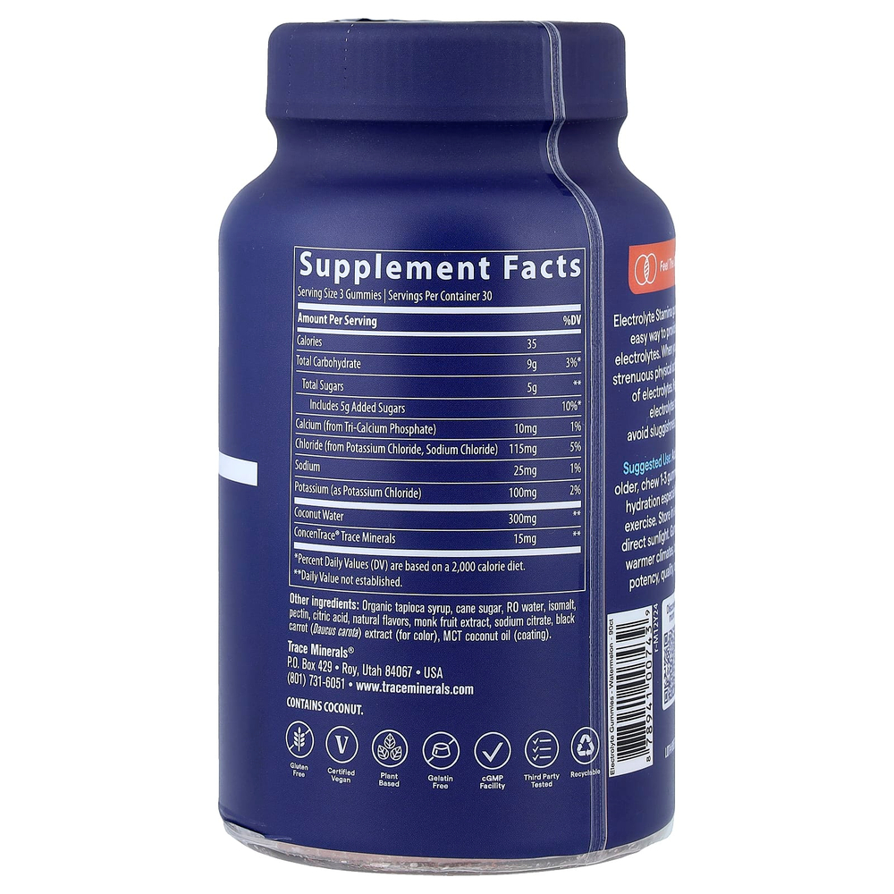Trace, Electrolyte Stamina, жевательные таблетки, со вкусом арбуза, 90 жевательных таблеток