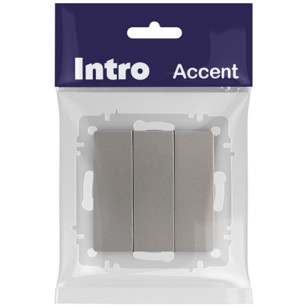 Выключатель Intro Accent 6-106-09 тройной, 10А-250В, IP20, СУ, AL/CU, титан | Intro