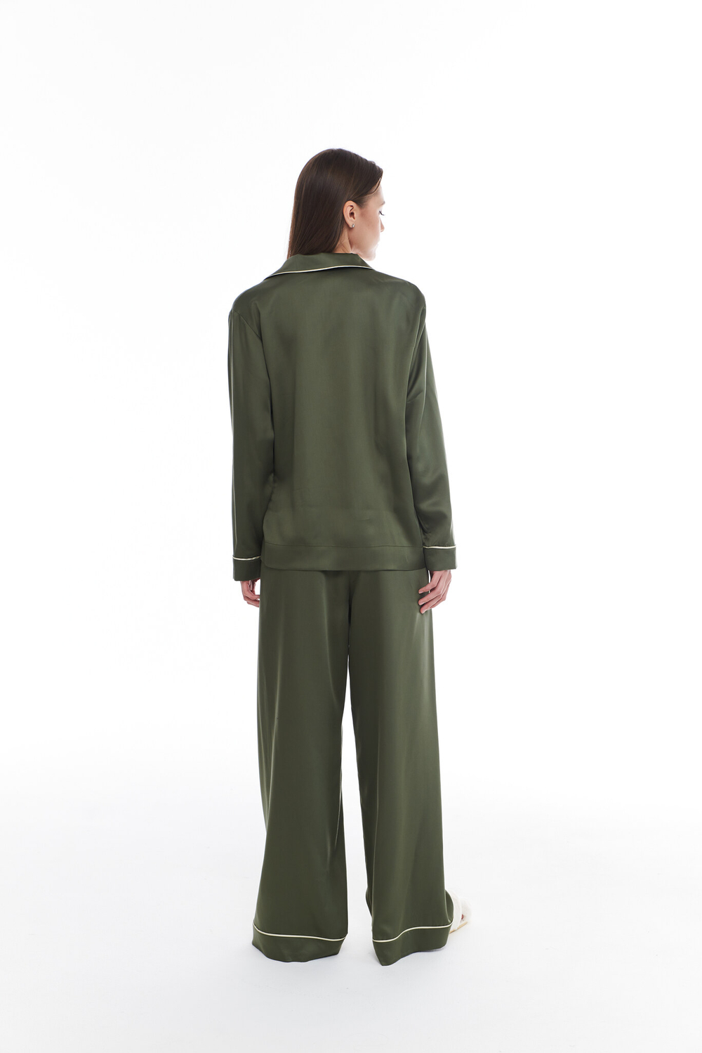 Костюм из тенселя с кантом олива, размеры: S,M,L,XL