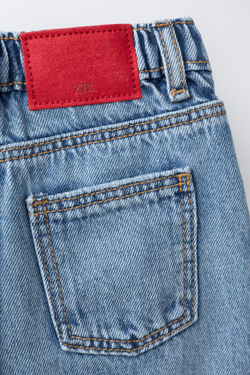 ZARA ДЖИНСЫ BARREL С РАЗРЕЗАМИ, СИНИЙ