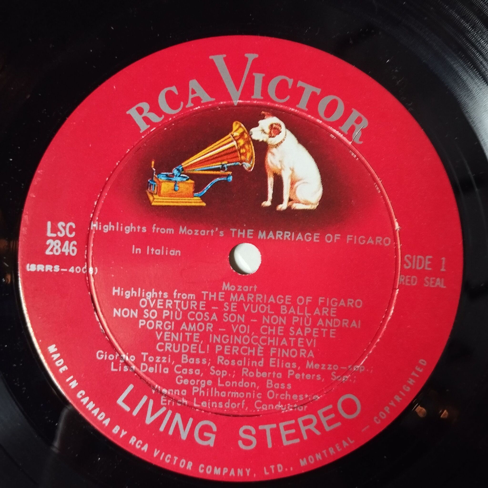 Винтажная виниловая пластинка LP Mozart Моцарт The Marriage Of Figaro Женитьба Фигаро (Highlights) (Фрагменты) (USA 1965)