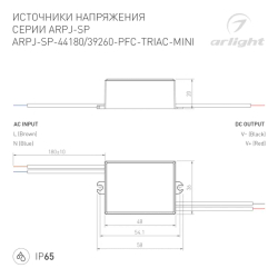 Блок питания ARPJ-SP-44180-PFC-TRIAC-MINI (8W, 22-44V, 180mA) (Arlight, IP65 Пластик, 5 лет) 047586