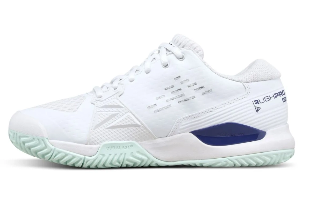Детские теннисные кроссовки Wilson Rush Pro Ace Jr - white/bay/skipper blue