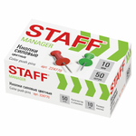 Силовые кнопки-гвоздики цветные STAFF 50 штук, в картонной коробке.