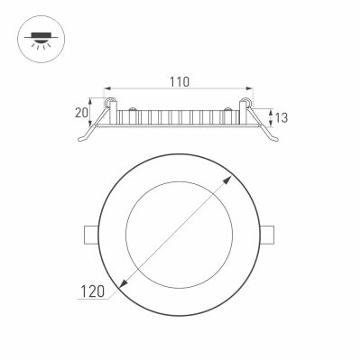 Светильник DL-120M-9W Day White (Arlight, IP40 Металл, 3 года)