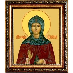 София (в миру Соломония) Суздальская Преподобная. Икона на холсте.