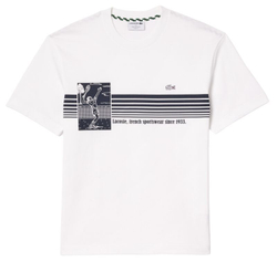 Мужская теннисная футболка Lacoste French Made Tennis Print Heavy T-Shirt - белый