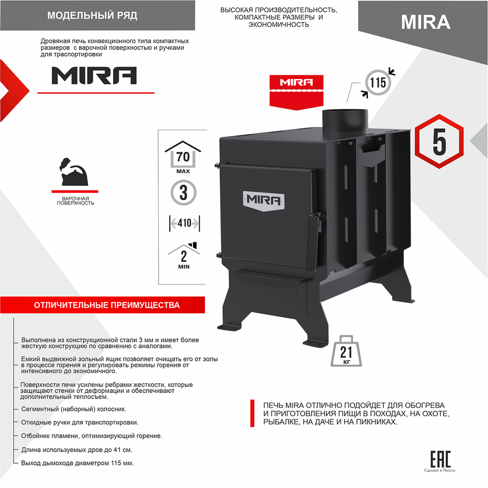 Печь отопительная MIRA (Мира)