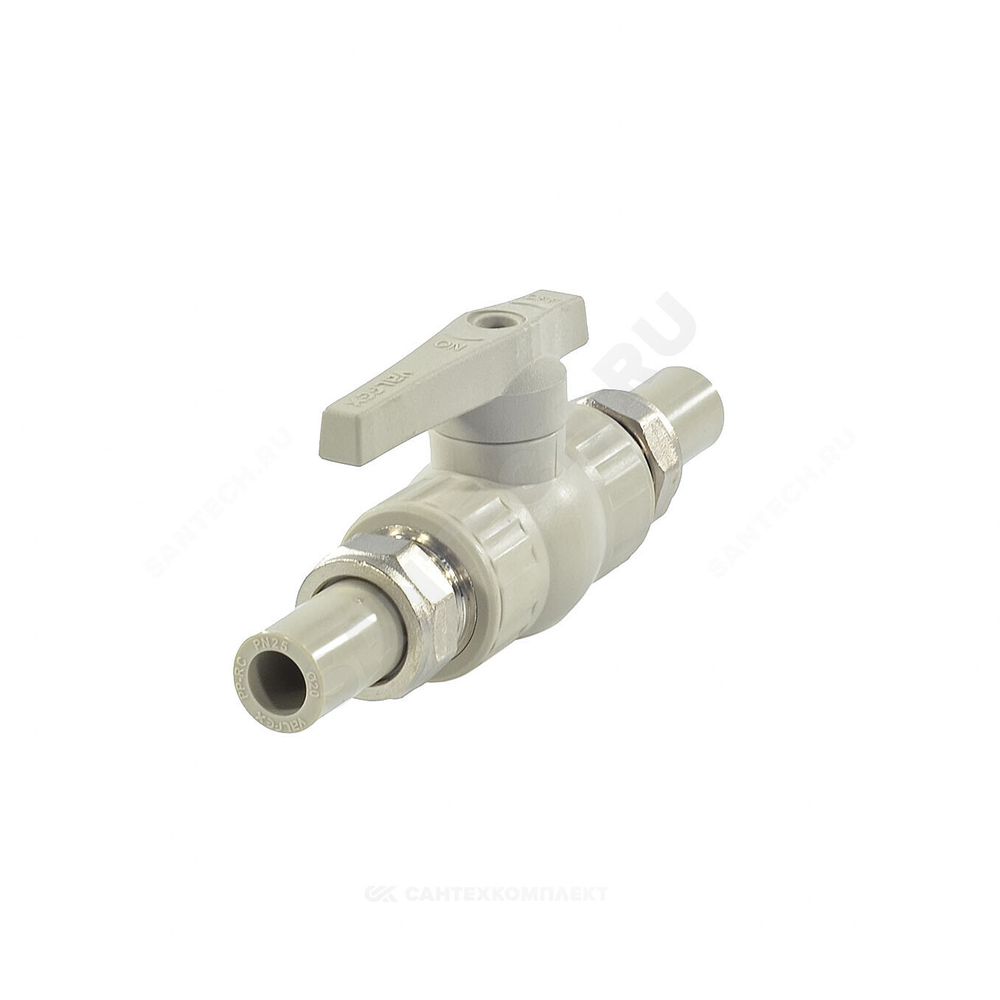 Кран шаровой PP-R полнопроходной серый Дн 32х1 1/4" VALFEX 20246032Г