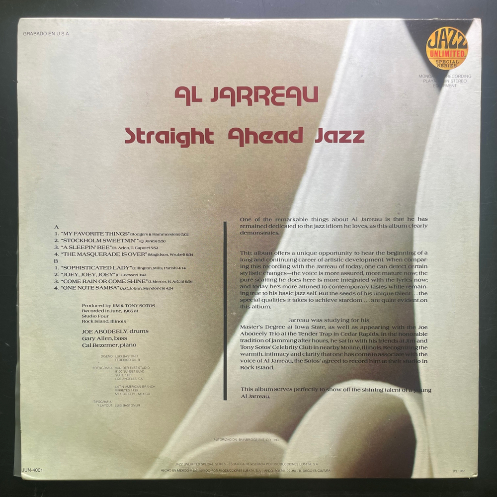 Al Jarreau ‎– Straight Ahead Jazz (Мексика 1982г.)