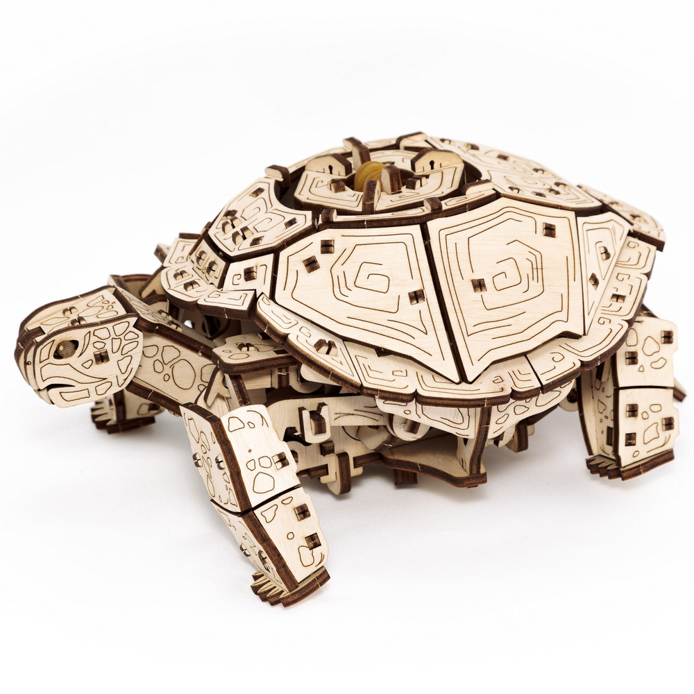 Механическая Черепаха от Eco Wood Art (EWA) - Деревянный конструктор, сборная модель, 3D пазл
