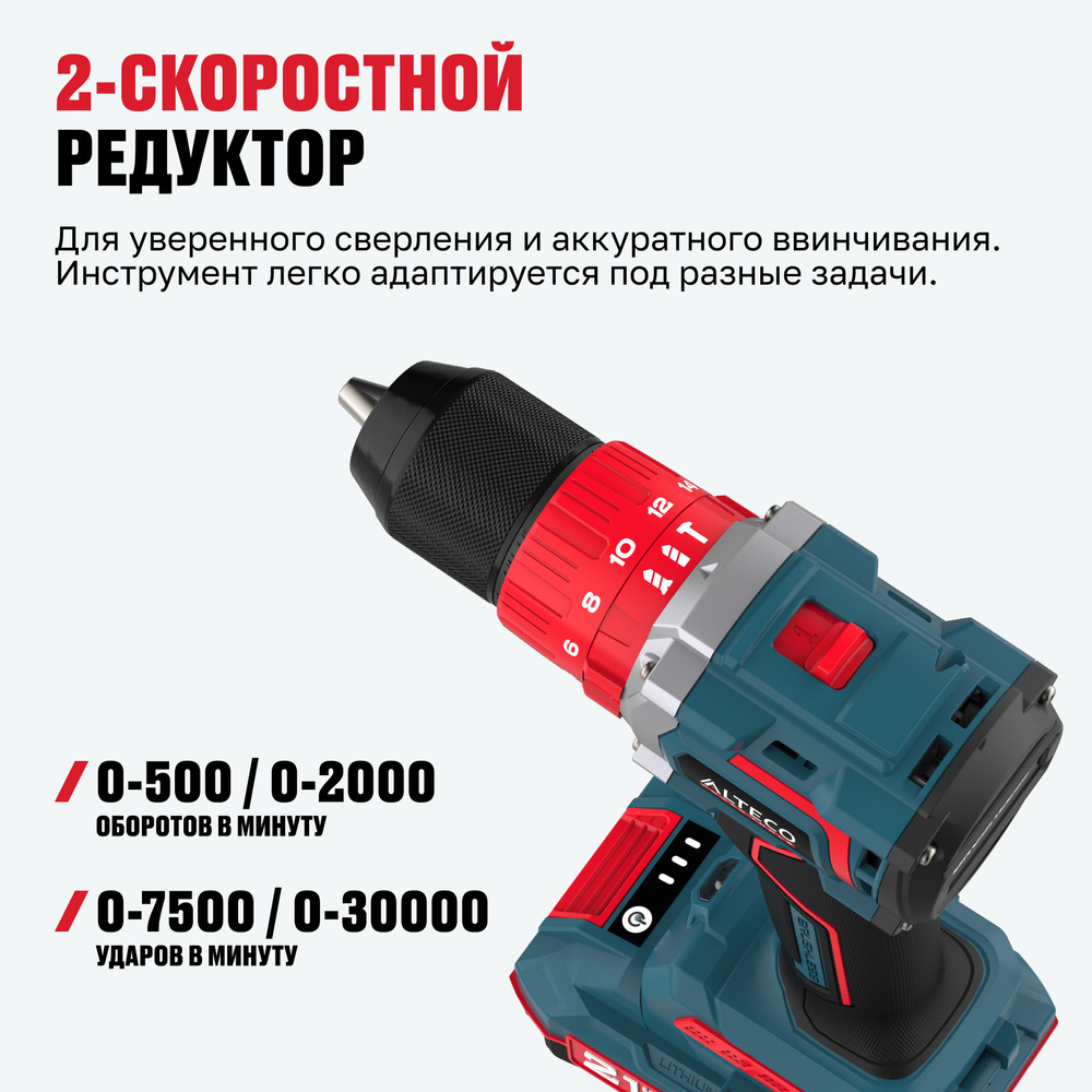 Бесщеточная аккумуляторная ударная дрель-шуруповерт ALTECO CID 21-60 BL