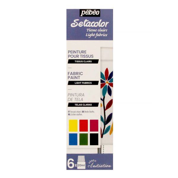 Набор красок Pebeo Setacolor Light Fabrics Открытие для светлых тканей 6 цв. 20 мл 756482