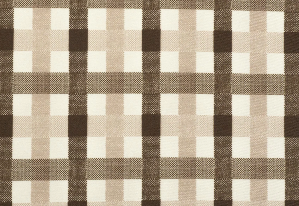CLASSIC CHECK 1 мебельный велюр, рисунок клетка, бело-коричневый, 1,4 м