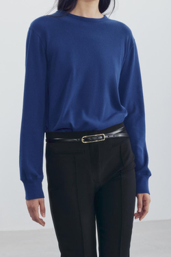 ZARA ФУТБОЛКА С ДЛИННЫМИ РУКАВАМИ, ИНДИГО