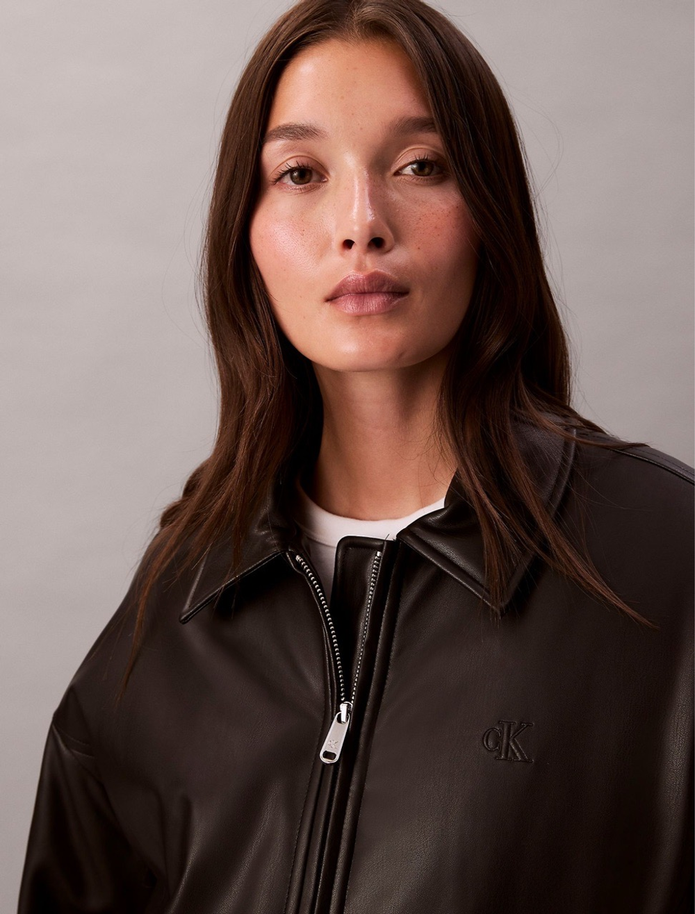 Бомбер Calvin Klein Faux Leather Insulated Black