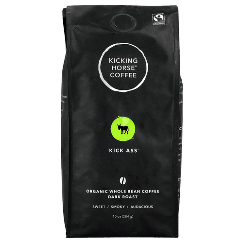 Kicking Horse, Kick Ass®, органический кофе в зернах, темная обжарка, 284 г (10 унций)