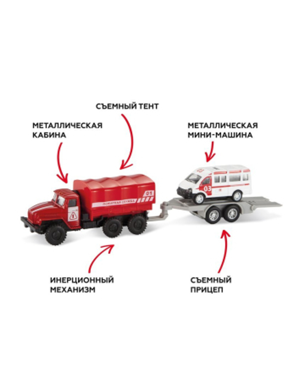 Набор машин Грузовик пожарный и скорая помощь