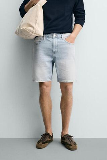 ZARA ДЖИНСОВЫЕ ШОРТЫ REGULAR FIT, ГОЛУБОЙ