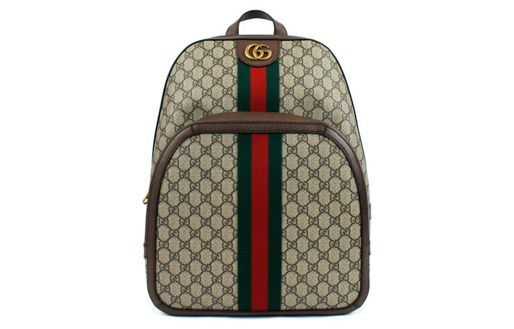 GUCCI Ophidia Canvas With Leather Backpack Medium Unisex Ebony/Brown