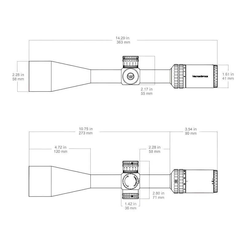 Оптический прицел Vector Optics HUGO 6-24x50 (SCOL-31) - схема с габаритными размерами