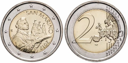 Сан-Марино 2 евро, 2017 - 2025 Святой Марин UNC
