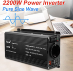 Инвертор 12V-220V 2200W чёрный чистый синус Foval
