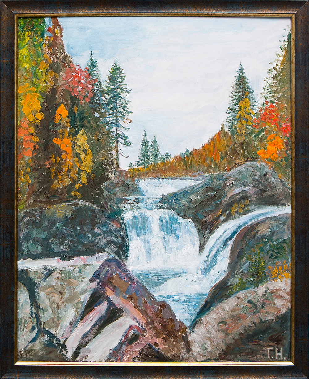 Картина маслом "Карелия. Водопад Кивач" Тараканова