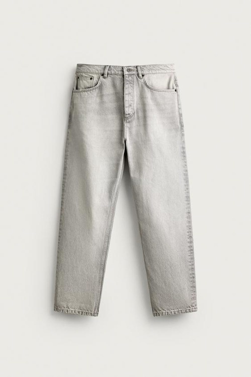 ZARA ДЖИНСЫ STRAIGHT, СВЕТЛО-СЕРЫЙ